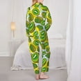 thumbnail image 5 of Kll Watercolor Kiwi Fruits Summer Print Women'S Long Sleeve Pajamas With Pants Sleepwear Loungewear 2 Set-Small, 5 of 9