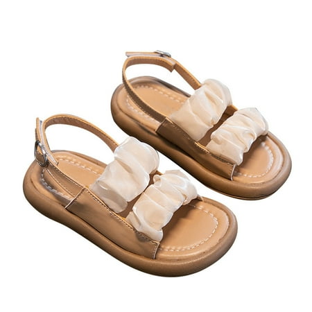 

PEASKJP Toddler Girls Soft Bottom Open Toe Comfort Sandals Beach Sandals Khaki Size 12
