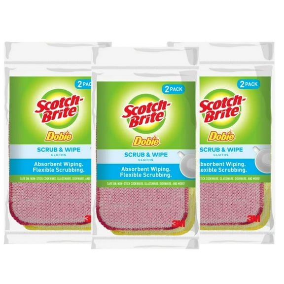 Scotch-Brite Dobie Scrub & Wipe Reusable Cleaning Cloth Pack of 3