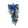 thumbnail image 3 of GUOOL Christmas Teardrop Bow Swag Artificial Wreath for Front Door Home Xmas Decor Blue, 3 of 9