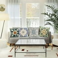 thumbnail image 3 of Blue Boho Style Throw Pillow Cover Set of 2 Ethnic Design Pattern Linen Persian Carpet Tribal Pattern Throw Pillow Case 20x20 inch Cushion Cover Home Office Decorative Square, 3 of 6