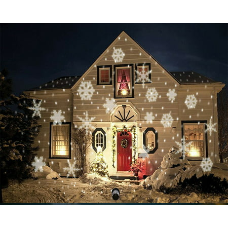 LED Christmas Light Moving White Snowflake Spotlight 4W LED Landscape Projector Lamp Light for Holiday Christmas Tree Garden Patio Stage House