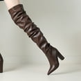 thumbnail image 4 of Pandaie Women's Thigh High Boots Chunky High Heel Slouchy Over the Knee Boots Pointed Toe Sexy Fashion Dress Fall Winter Long Boot Brown 6.5, 4 of 6