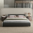 thumbnail image 4 of Gymax Très Grand Rembourré Plate-Forme Lit Cadre Bas Profil Simili Cuir Tête de Lit Courbée, 4 of 10