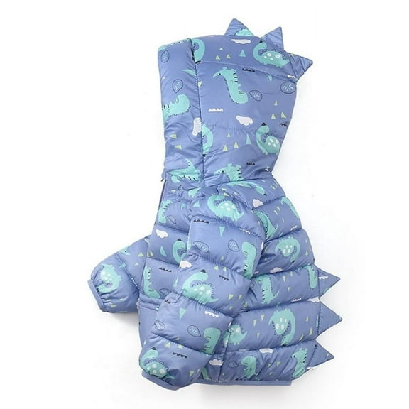 Ougyinr Baby Toddler Boys Girls Winter Dinosaur Hooded Puffer Jackets Kids Coats Warm Zip-UP Padded Outerwear
