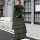 thumbnail image 5 of Chaqueta de algodón para mujer, chaqueta de algodón ajustada hasta la rodilla, cuello de cuero de color, chaqueta de algodón con plumón, 5 of 6