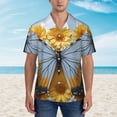 thumbnail image 2 of Bingfone Men's Short Sleeve Button Down Shirts Hawaiian Vibrant Butterfly And Sunflowers Printed Beach Shirt, 2 of 7