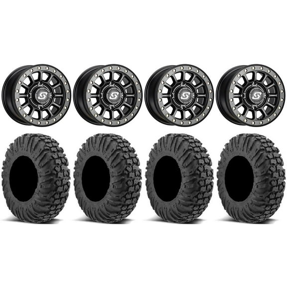 Sedona Sano Beadlock 14" Wheels Black 32" MotoVator Tires Can-Am Maverick X3 / Honda Pioneer 1000 / Talon