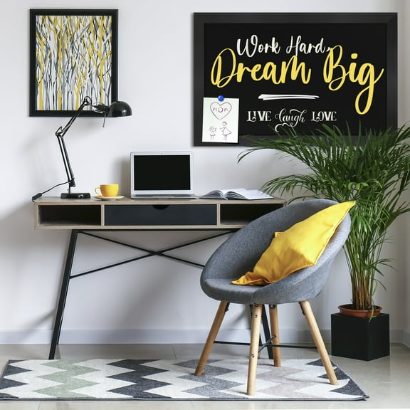 HBCY Creations Rustic Black Magnetic Wall Chalkboard, Extra Large Size 24" x 36", Framed Decorative Chalkboard with Eraser - For Kitchen, Weddings, Menus and More!