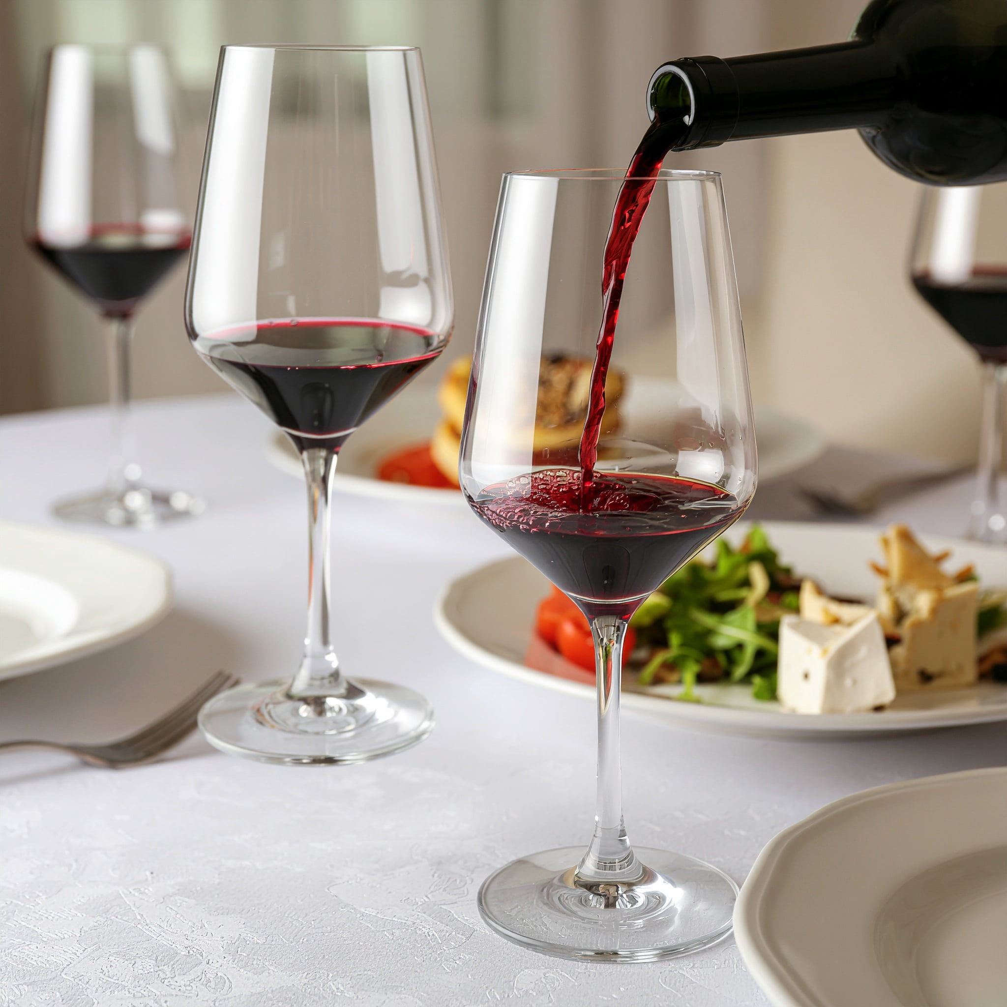 K&K Home Large Red Wine Glasses – Set of 4, 20 oz Modern Bowl – Elegant Clear Glass Wine Glasses for Red, White, Rosé, or Sangria – Durable, Lead-Free Glassware for Parties, Dinners & Gifts