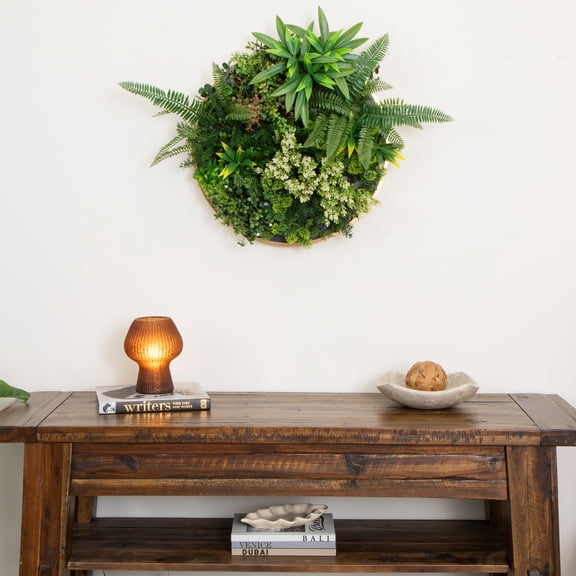 Nearly Natural Queensland Rainforest  Artificial Round Framed Living Wall Panel - 20"