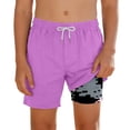 thumbnail image 4 of Boy Swimming Trunks with Compression Liner Purple Quick Dry Beach Board Shorts Boys Shorts 9-10 Years, 4 of 5