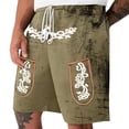 thumbnail image 4 of IWRICH Men's Graphic Printed Retro Shorts Elastic Waist Drawstring Short Pants Casual Fashion Plus Size Pants with Pockets Green XL, 4 of 4
