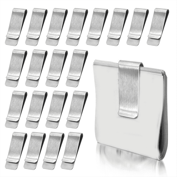 20Pack Stainless Steel Money Clip Silver Slim Cash Clip,Card Holder Metal Clips Minimalist Pocket Wallet