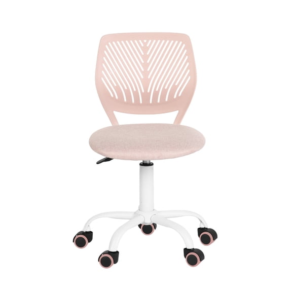 Homy Casa Carnation Fabric Study Chair - Pink Morandi Ergonomic Swivel Desk Chair, Adjustable Height