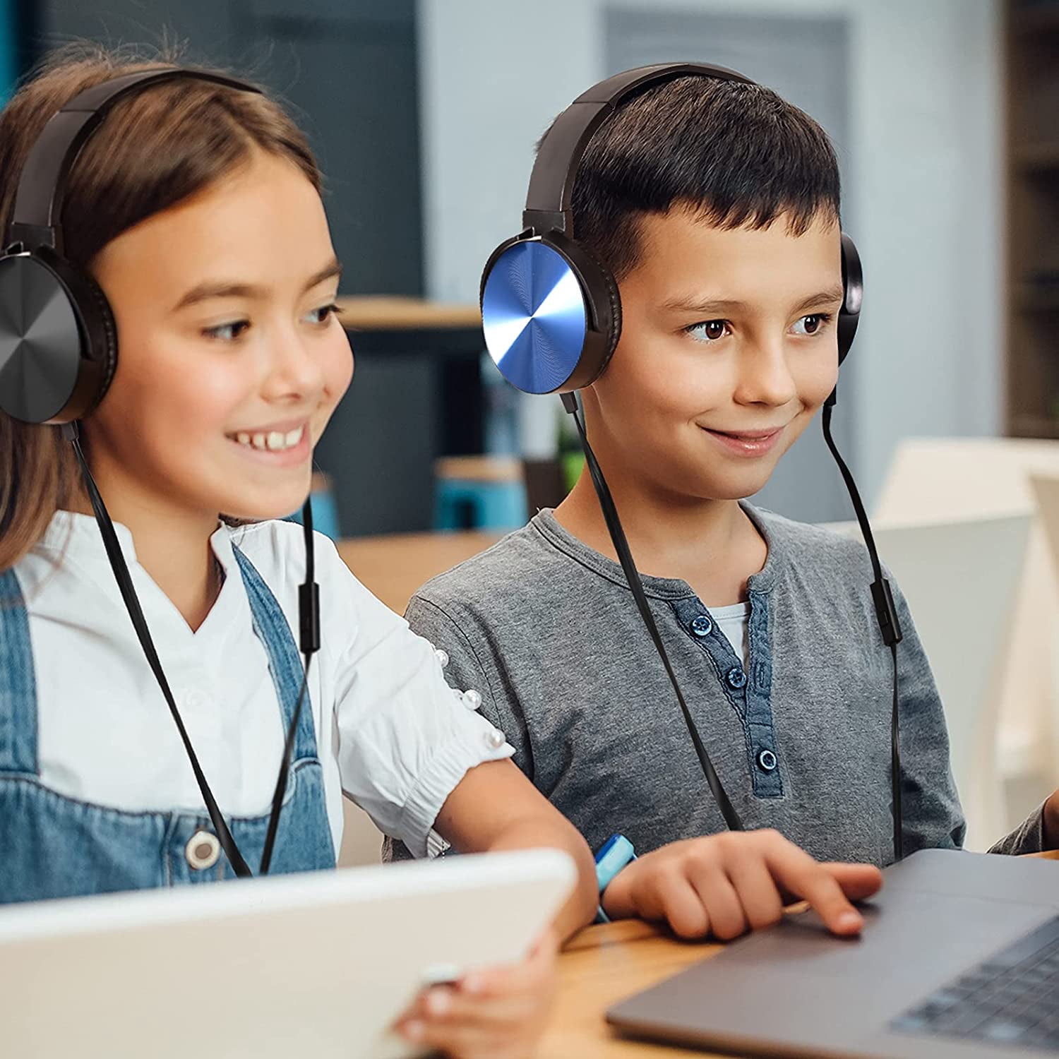 Classroom Headphones with Microphone-Bulk 10-Pack, Kids Headphones for School Students K to 12, Teachers On Ear Headphone Pack for Online Learning, & Travel, with 3.5mm Jack(Colored with Microphone)