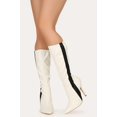 thumbnail image 2 of Women's Side Stripe Pointy Toe Stretchy Stiletto Knee High Boots - White Leatherette (Size: 8.5), 2 of 4