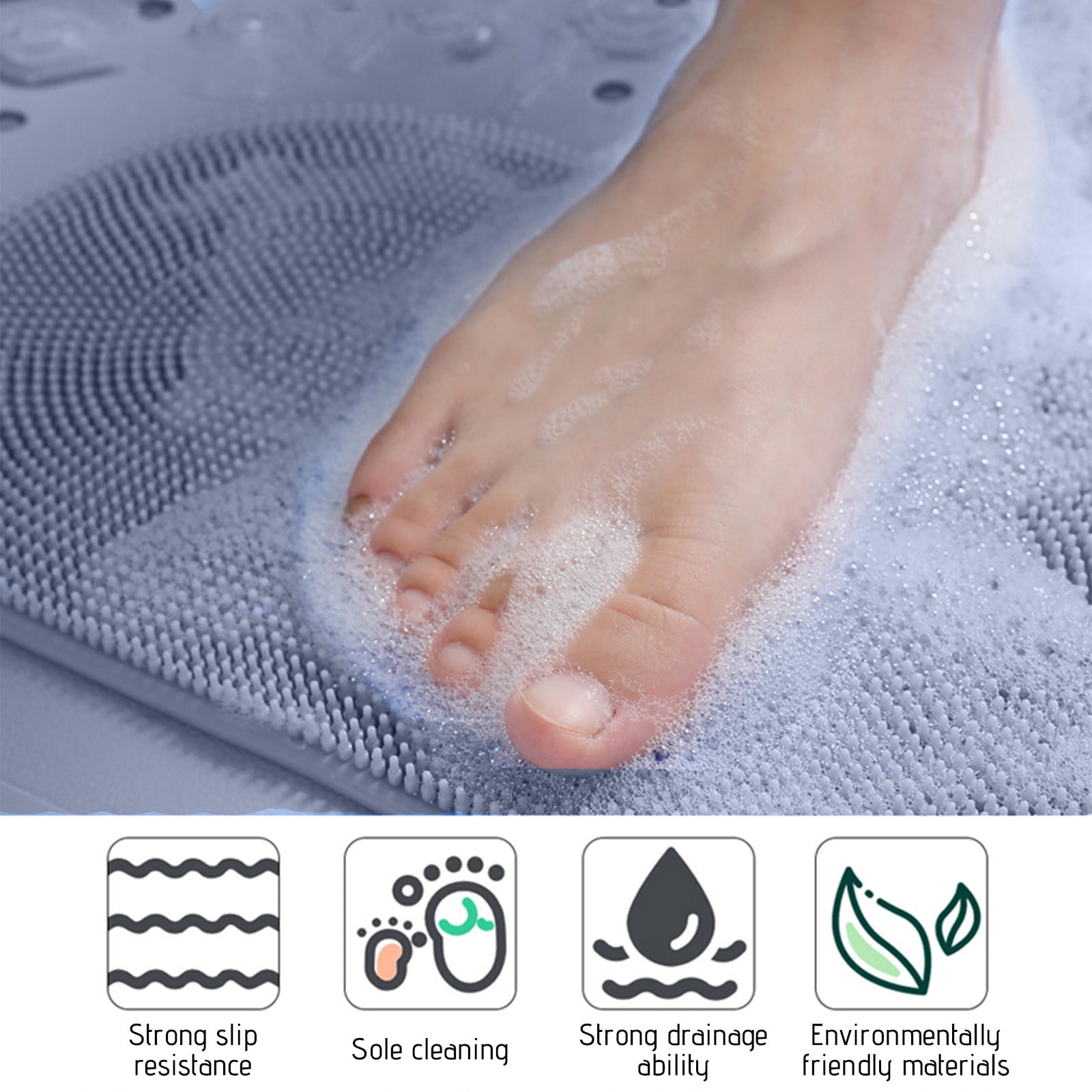 Vfedsrsge Bath Mats for Bathroom Floor Cotton,Bathroom Rug Rubber Backing Non-slip Can Massage or Scrub The Soles of The Feet Bathroom Floor Mat Shower Rug in Front of The Bathtub,Gray
