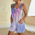 thumbnail image 2 of Linen Blend Summer Rompers Womens Loose Casual Shorts Tropical/4th of July American Flag Printed Sleeveless Jumpsuits (XL, Purple 01), 2 of 5