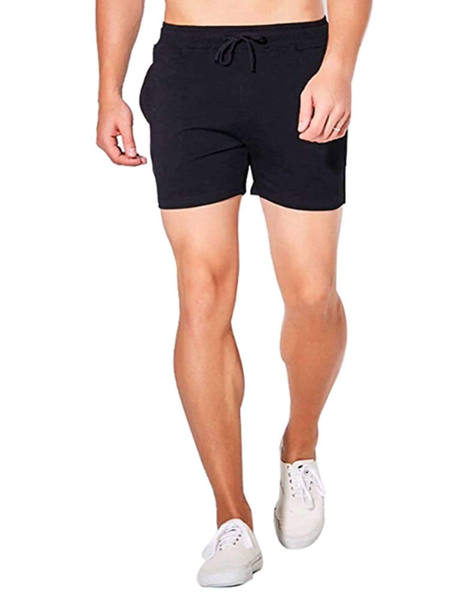 Mens Athletic Workout Running Shorts with Drawstring Solid Lightweight Quick Dry Beach Swim Joggers Sweat Shorts