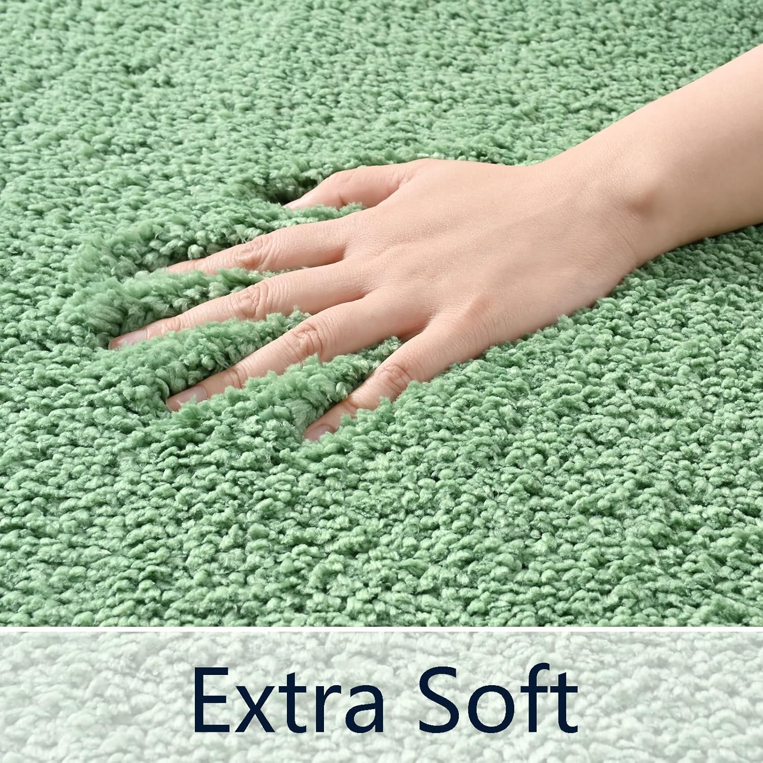 Lochas Green Polyester Bath Rug, 36" x 24", Machine Washable