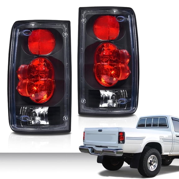 PIT66 Tail Lights Rear Brake Lamps Clear Lens Black Housing Left Right w/Bulbs Fit for Toyota Hilux Pickup Truck 1989-1995