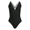 thumbnail image 3 of Time and Tru Women's and Women's Plus Plunge X Back One Piece Swimsuit, Sizes XS-2X, 3 of 6