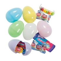 Fun Express Candy Filled Easter Eggs, Bulk set of 24 Pastel Eggs, Easter Hunt Party Supplies