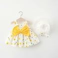 thumbnail image 1 of LSLJS Robe à Bretelles d'Été pour Tout-Petits, Enfants, Bébé Fille avec Imprimé Nœud et Chapeau, Robes pour Filles, 1 of 3