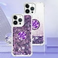 thumbnail image 2 of Liquid Quicksand Case for iPhone 16 Pro 6.3" with Diamond Kickstand, Soft TPU Luxury Fun Glitter Sparkle Flowing Clear Bling Cover Case for Apple iPhone 16 Pro. -Purple, 2 of 14