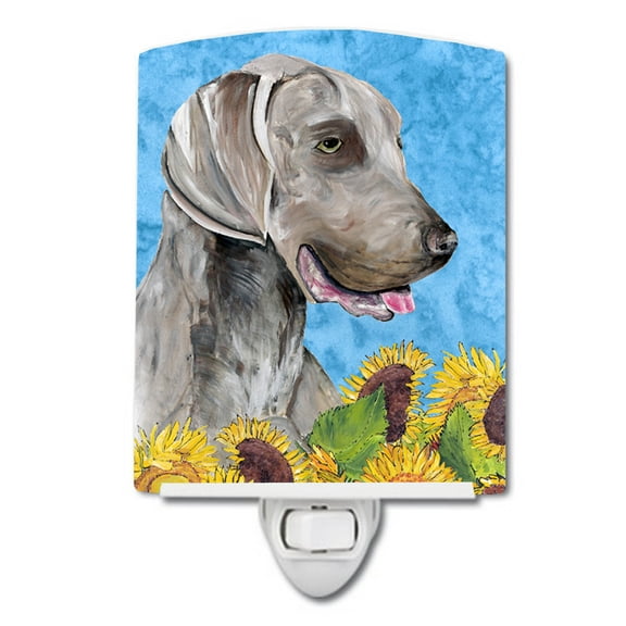 Weimaraner in Summer Flowers Ceramic Night Light