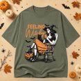thumbnail image 2 of Feeling Witchy Halloween Shirt, Retro Witch Black Cat Coffee Graphic Tee, Vintage Fall Spooky Season Gift for Women, Unisex, 2 of 9