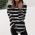 thumbnail image 2 of Htigea Striped Sweatshirt for Women Crewneck Long Sleeve Casual Loose Tunic Tops Fall Everyday Sweatshirt Black S, 2 of 5