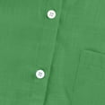 thumbnail image 5 of Kddylitq Summer Button Down Shirts for Women Cotton Linen Collared Tops Short Sleeve Gauze Blouses 2024 Casual Work Clothing Dark Green 2XL, 5 of 5