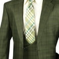 thumbnail image 3 of Luxurious Men's 3-Piece Glen Plaid Pattern Suit, Blazer, Vest and Pants w/1 Pair of Socks - Olive 54L, 3 of 4
