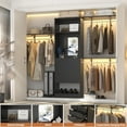 thumbnail image 2 of Homieasy 96" Closet System with 3 Hanging rods and Shelves, Sturdy Clothing Wardrobe with 4 Drawers & Mirror, Black, 2 of 7