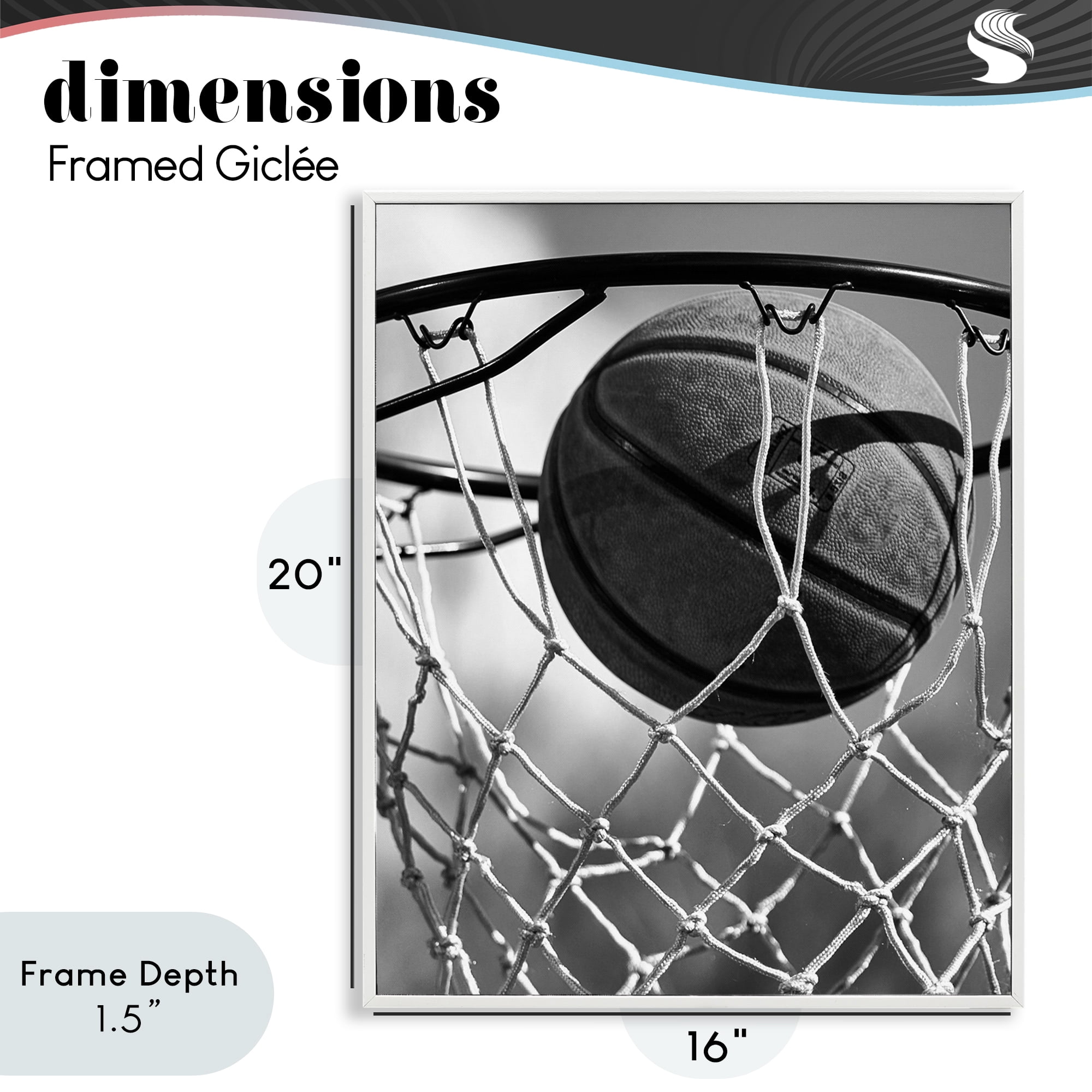 Stupell Industries Winning Basket Shot White Framed Giclee Art, design by Marcus Prime