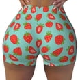 thumbnail image 2 of Balery Hand Drawn Strawberry Printed Workout Shorts for Women Seamless Scrunch Short Gym Yoga Running Sport Active Exercise Fitness Shorts-Medium, 2 of 8