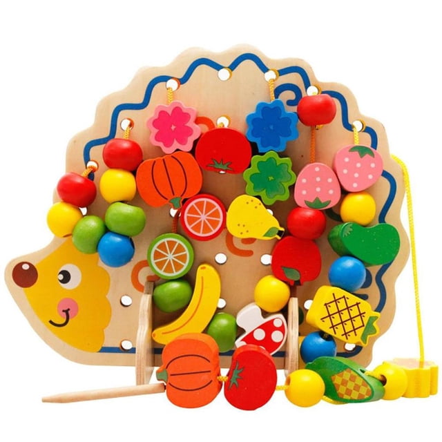 Baby Threading Beads Hedgehog Stringing Wooden Block Toy Juguetes Educativos Para Niños Eigraketly FN005603-00