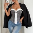 thumbnail image 5 of AherBiu Corset Tops for Women Low Cut Striped Cropped Tank Top Slim Fitted Camisole Cute Shirts, 5 of 9