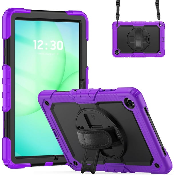 Funda para Samsung Galaxy Tab A11 Plus de 11 pulgadas (2025) y A9 Plus de 11 pulgadas (2023), resistente, a prueba de golpes, con soporte giratorio de 360° y correa de mano/bandolera.