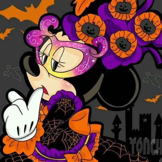 Disney-dibujo de Mickey Minnie5D DIY, mosaico de diamantes redondos de dibujos animados para Halloween, bordado de diamantes de imitación, regalo de decoración del hogar