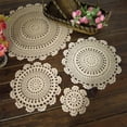 thumbnail image 6 of Gerich 1 Pcs 42 CM Insulation Pads,Round Lace Doily Handmade Placemats Vintage Table Cover Cotton Crocheted Coasters,Beige, 6 of 9