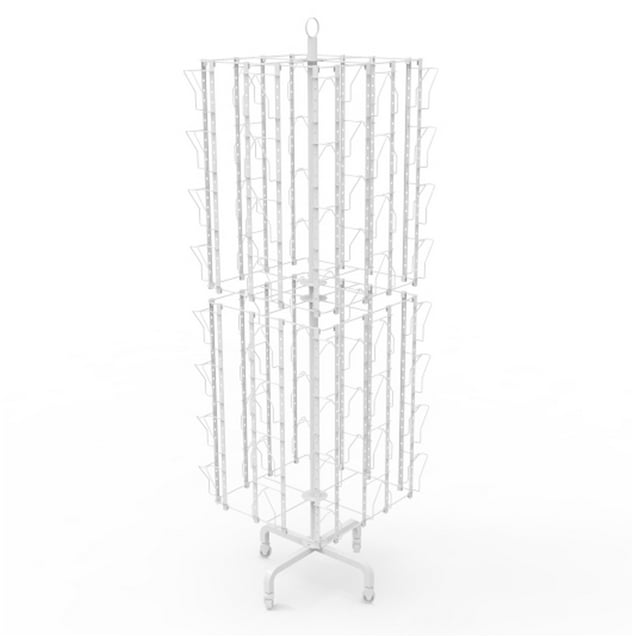 FixtureDisplays® Adjustable Greeting Card Rack 4x6"-7x5" Horizontal Vertical Post Card Display.Pocket Size: 4.5-11" Wide X 5.8" Tall, 64 Pockets. 11603-L-DOUBLE-WHTK