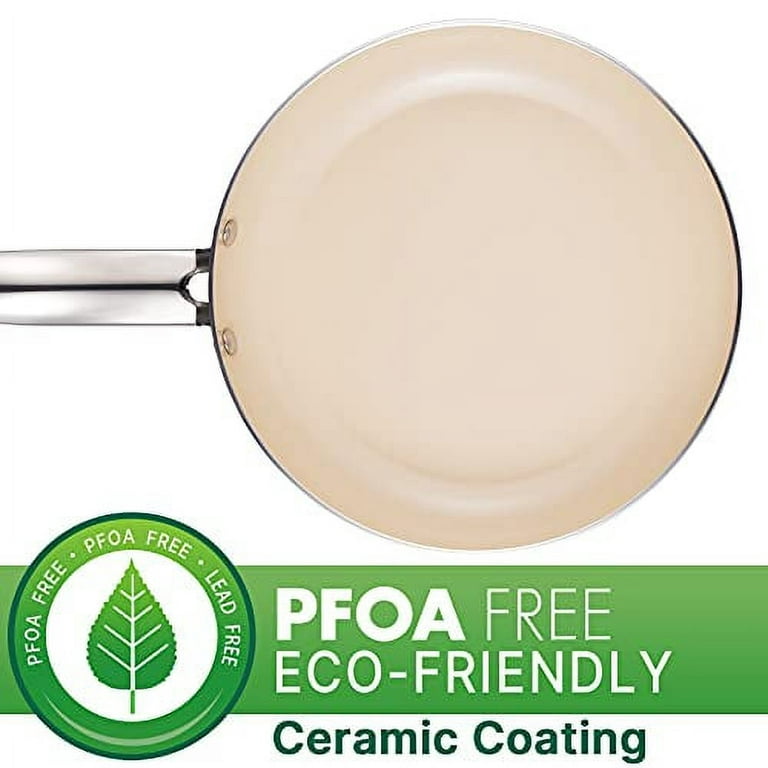 Sunhouse - 11 inch Ceramic Nonstick Frying Pan with Lid - Soft Grip, PFOA-Free Cooking Fry Pan with Non-Toxic, Lead-Free Ceramic