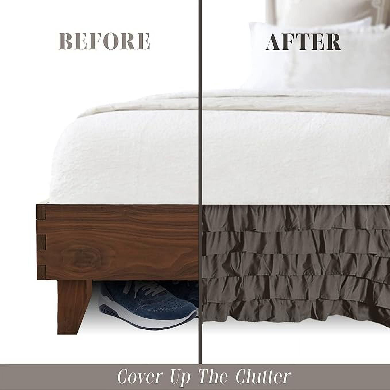 Elegant Comfort Multi-Ruffle Bed Skirt, 1500 Thread Count, Wrinkle and Stain Resistant, 15-Inch Drop, Twin, Mink Gray