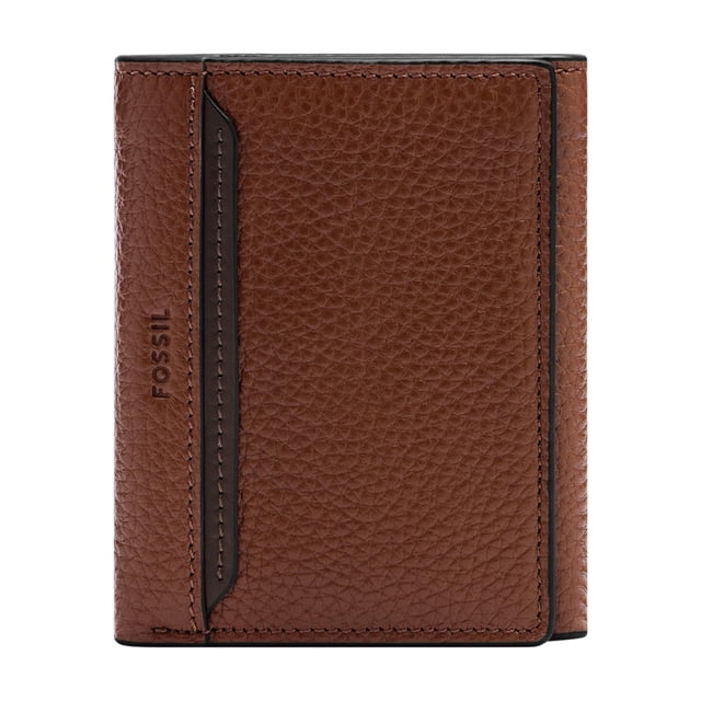 Billetera Fossil Huntington Marrón Plegable de Cuero Genuino