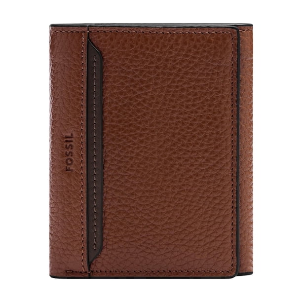 Billetera Fossil Huntington Marrón Plegable de Cuero Genuino