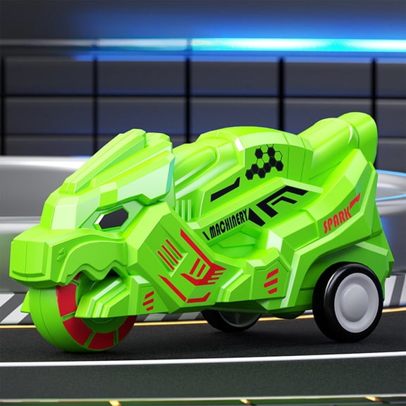 Inertia Push Sliding Stunt Toy Car Spark Effect Portable Plastic Play Vehicle for Kids Interactive Game Gift,Green