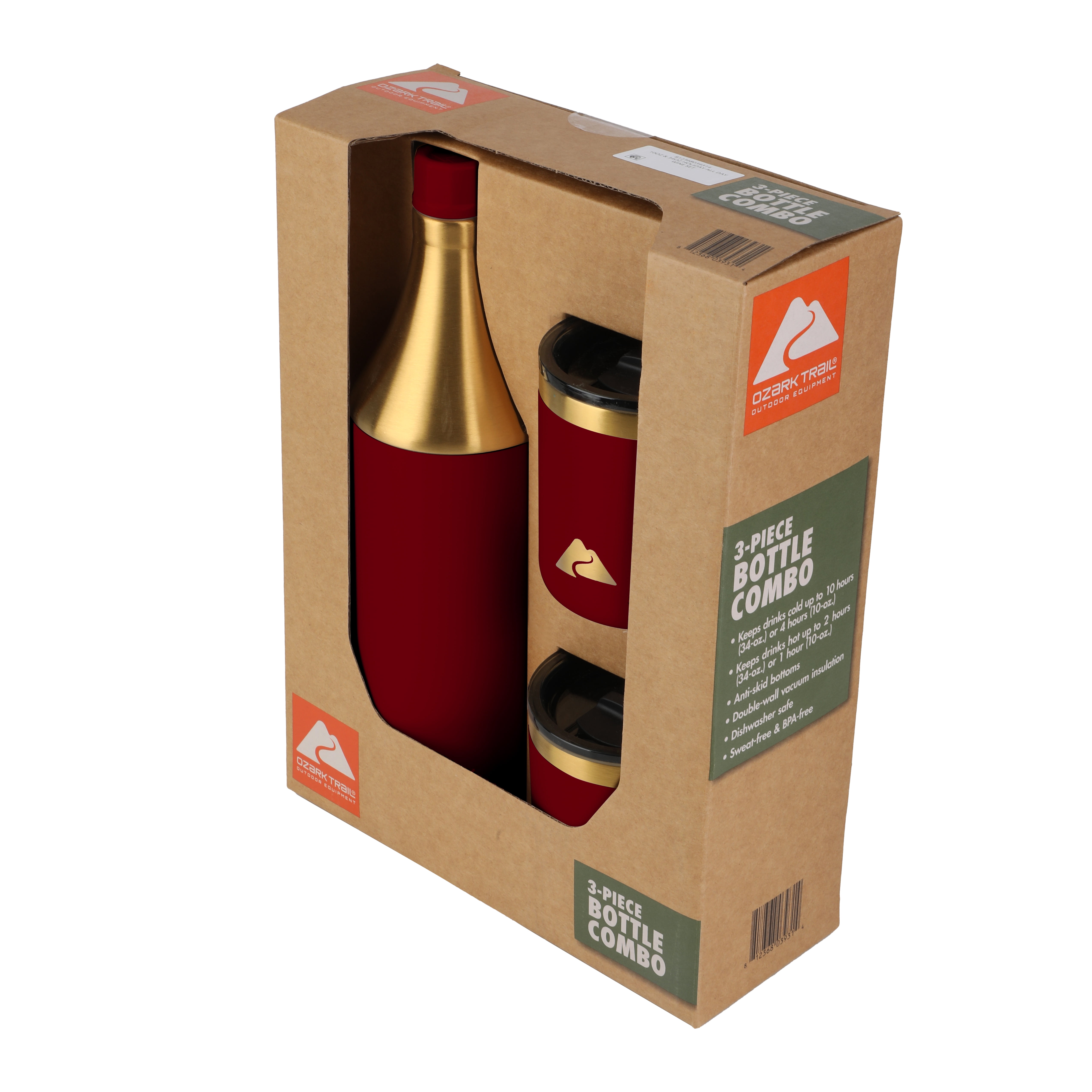 Ozark Trail 3-Piece Bottle Combo, Red
